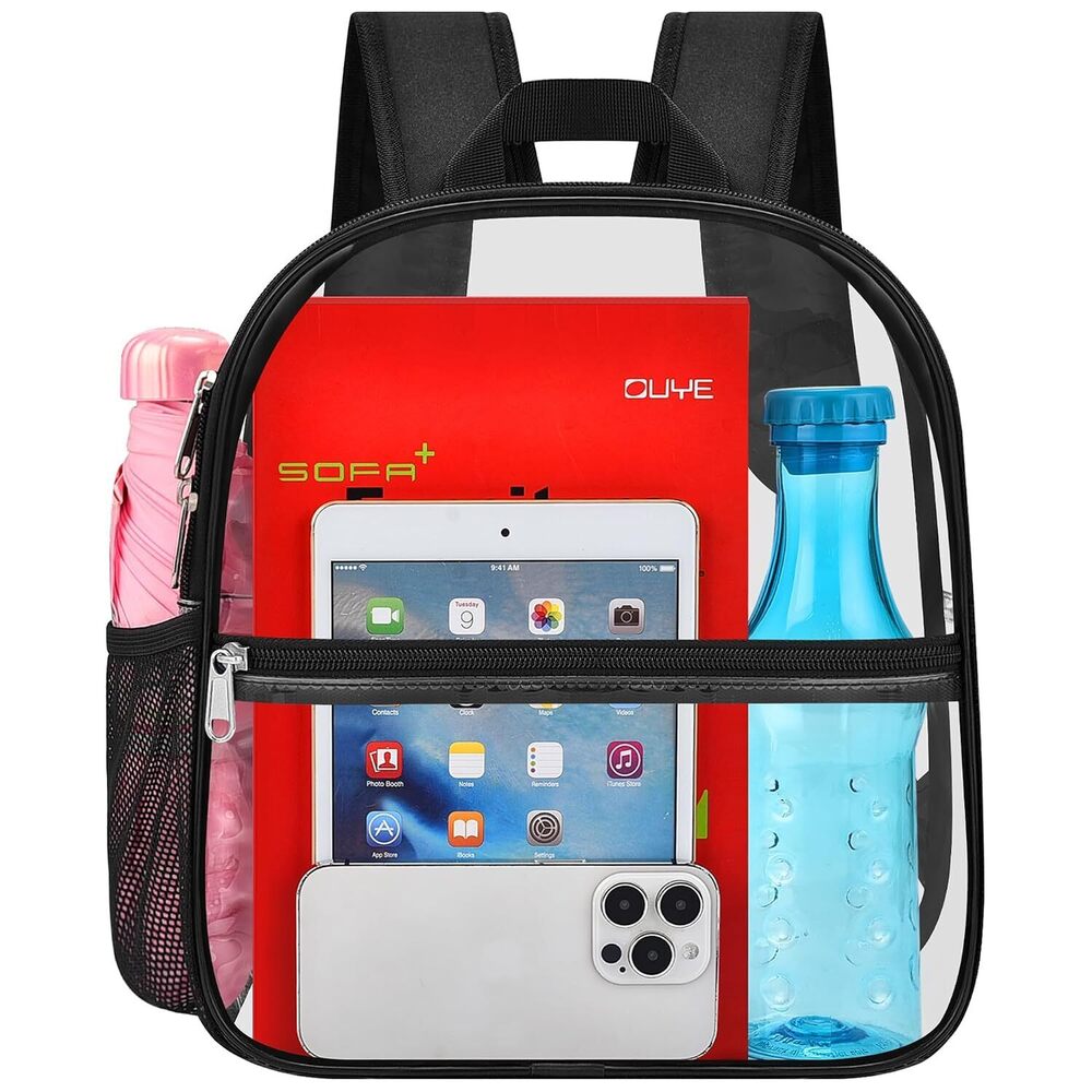 Clear Backpack Stadium Approved, Clear Bag 12 x 6 x 11 in, Small